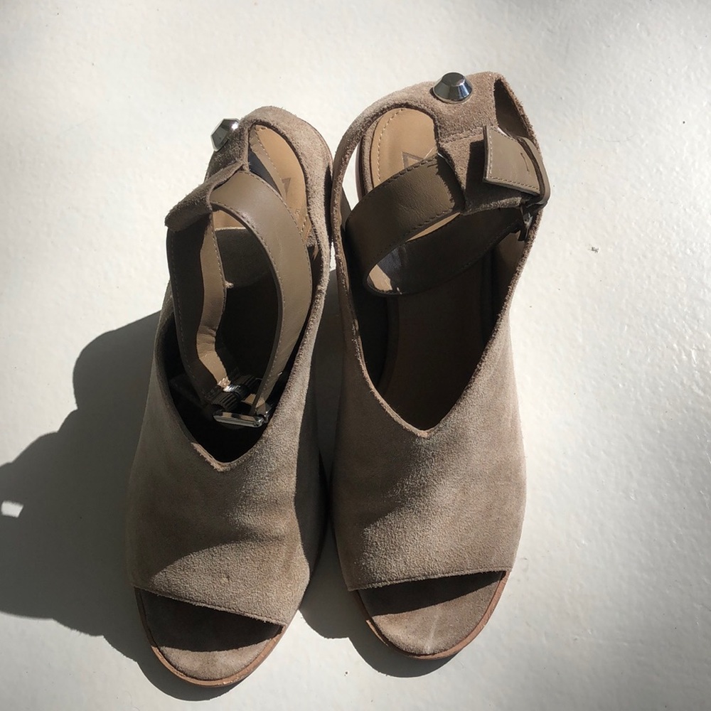 Marc Fisher Open Toe Suede Ankle buckle Heel